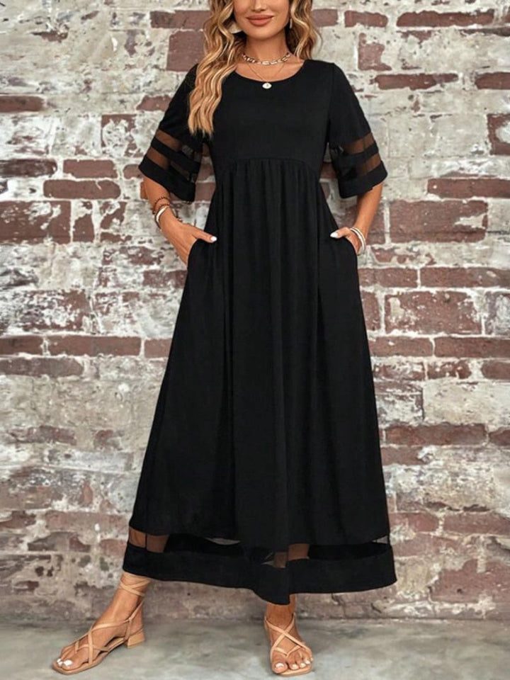 Damen Kleid | Rundhals Transparent Saum