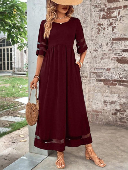 Damen Kleid | Rundhals Transparent Saum