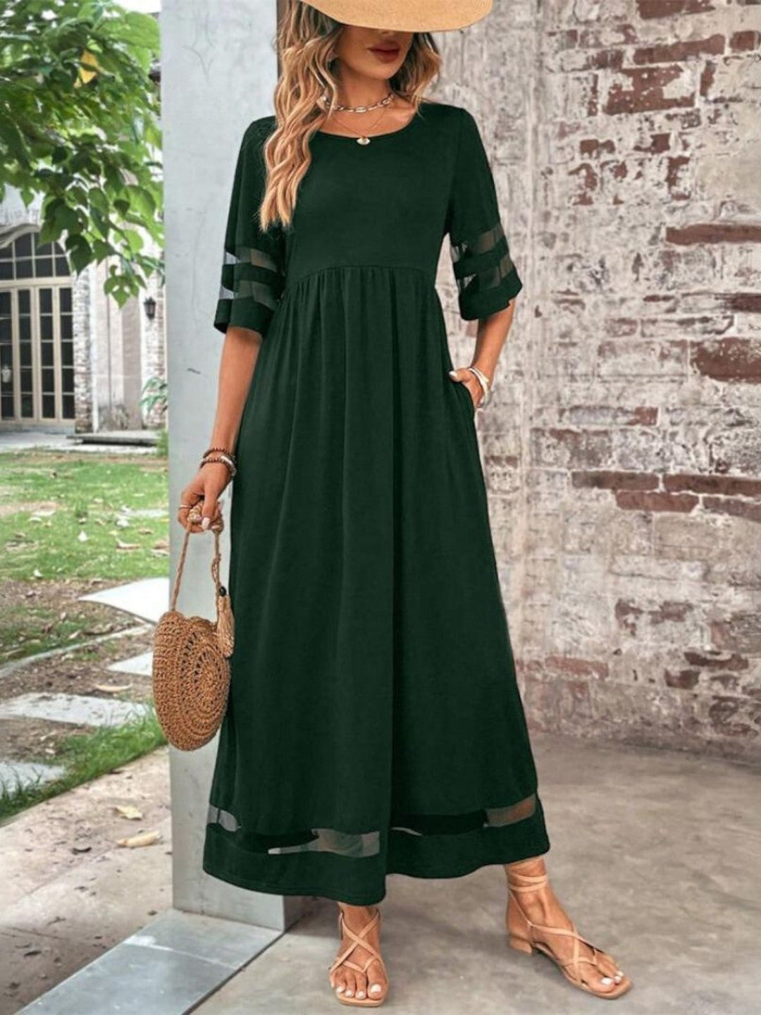 Damen Kleid | Rundhals Transparent Saum