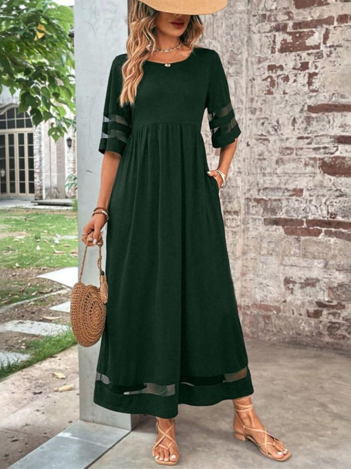 Damen Kleid | Rundhals Transparent Saum