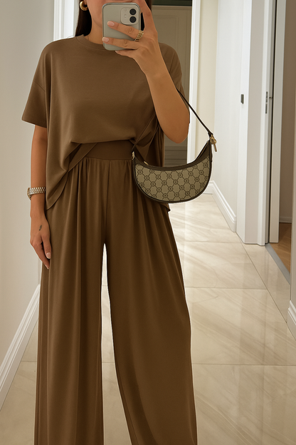 Damen Zweiteiler | Casual Oberteil und Weite Hose