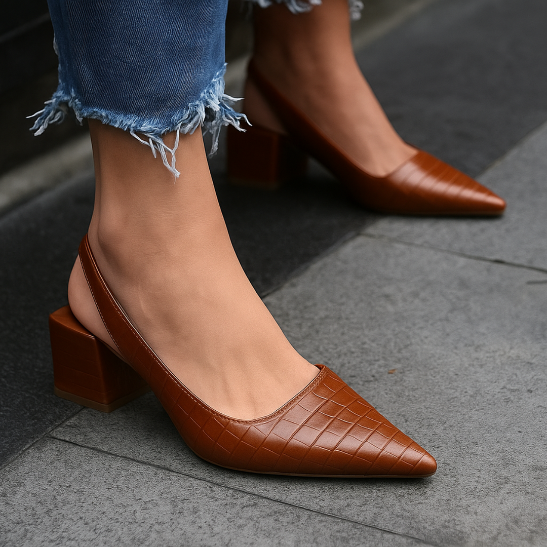 Damen Pumps | Slingback mit Blockabsatz