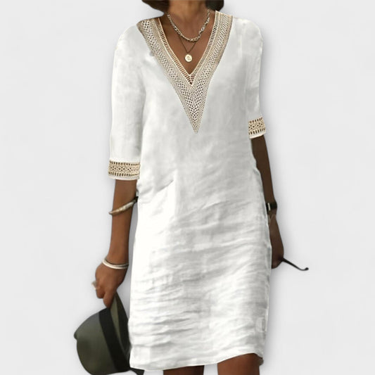 Damen Kleid | V-Ausschnitt Sommer 3/4-Arm