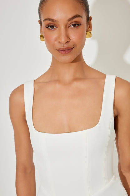 Damen Kleid | Karree-Ausschnitt A-Linie Midi