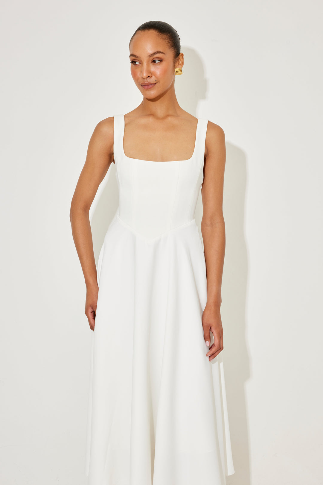 Damen Kleid | Karree-Ausschnitt A-Linie Midi