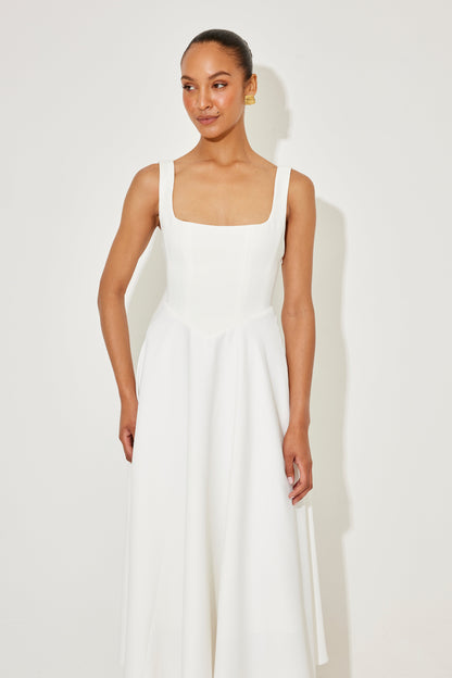 Damen Kleid | Karree-Ausschnitt A-Linie Midi