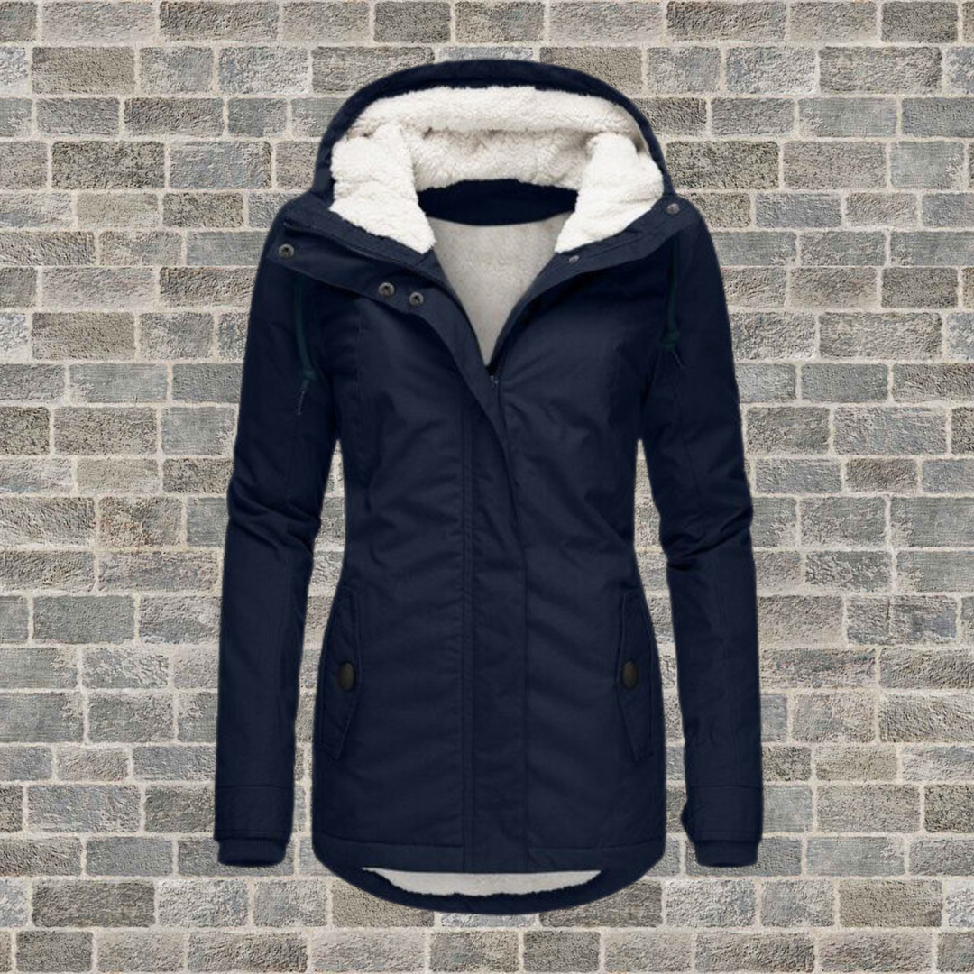Winterjacke Damen Eleganter Mantel Mit Plissee | Lang