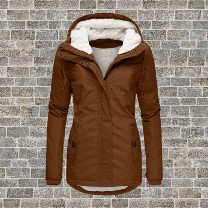 Winterjacke Damen Eleganter Mantel Mit Plissee | Lang