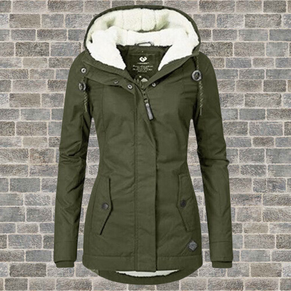 Winterjacke Damen Eleganter Mantel Mit Plissee | Lang