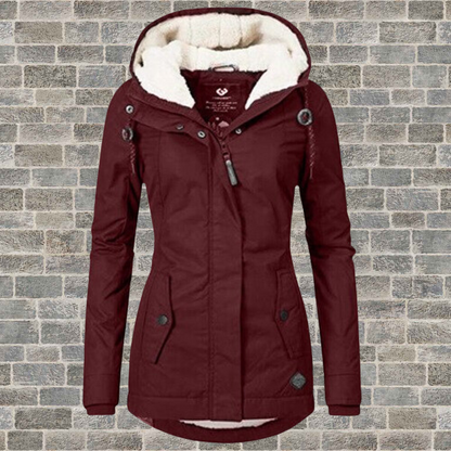 Winterjacke Damen Eleganter Mantel Mit Plissee | Lang