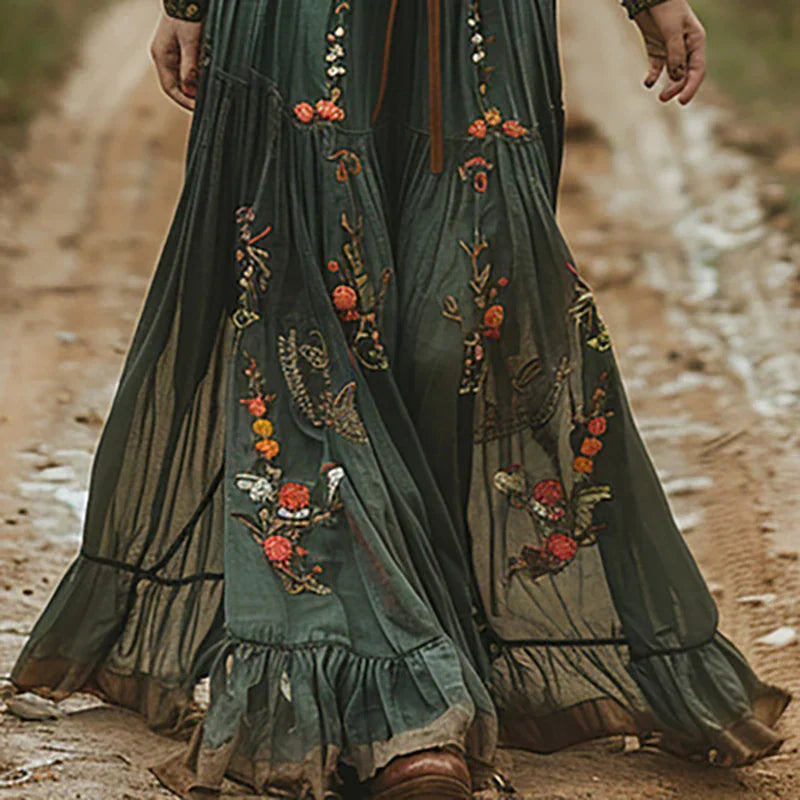 Damen Kleid | Boho Blumenmuster Maxi