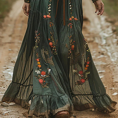 Damen Kleid | Boho Blumenmuster Maxi