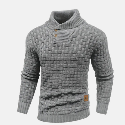 Pullover Herren mit Stehkragen und Knopfleiste | Langarm