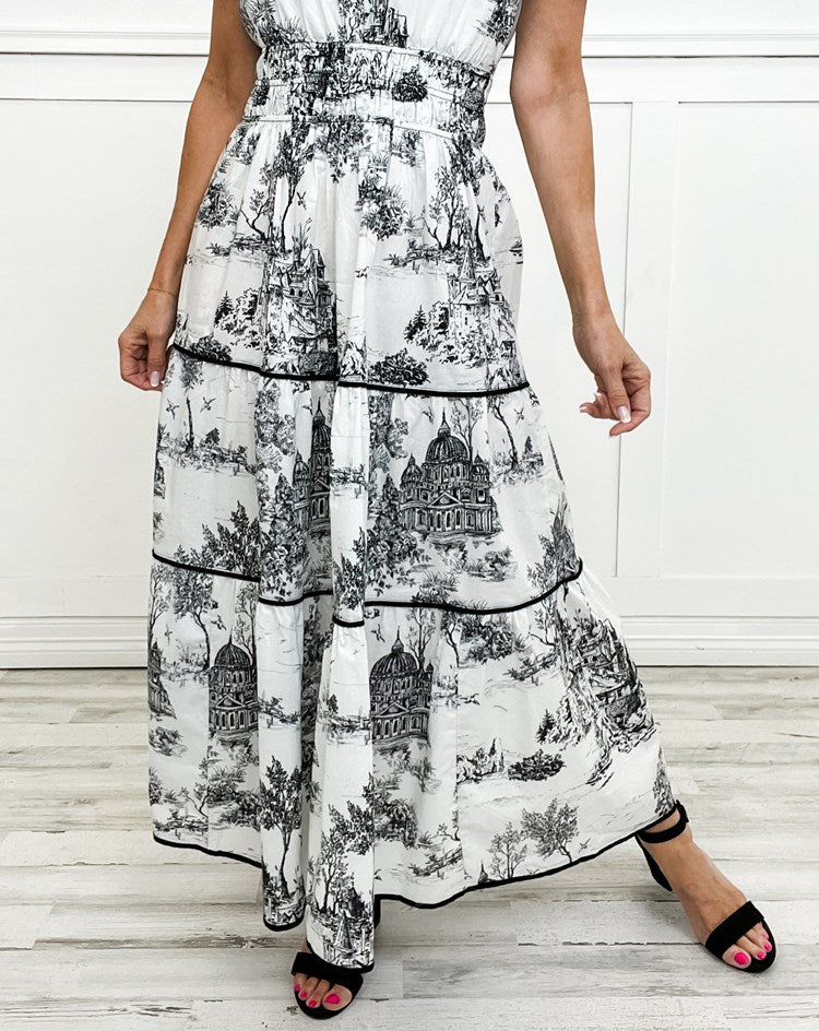 Damen Kleid | Klassische Toile Muster Maxi