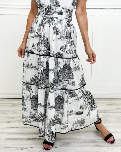 Damen Kleid | Klassische Toile Muster Maxi