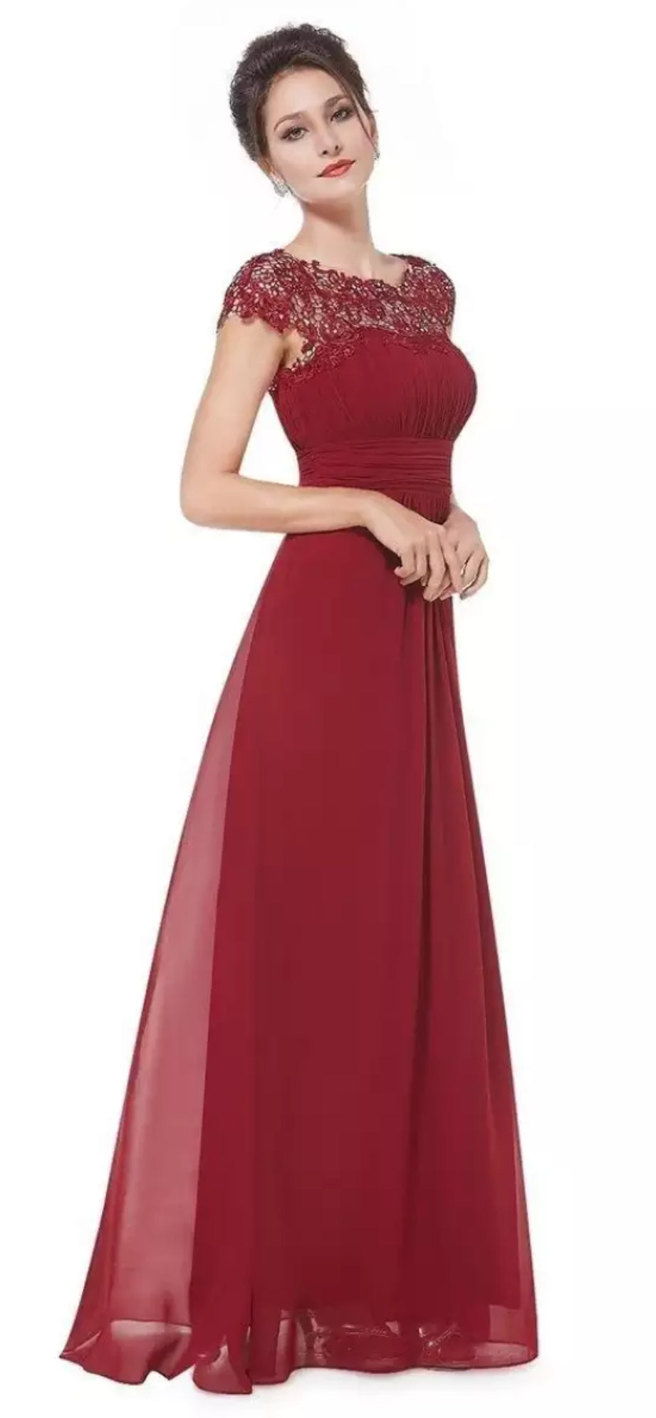 Damen Abendkleid | Spitze Stil Rundhals Maxi