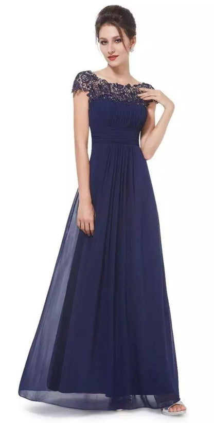 Damen Abendkleid | Spitze Stil Rundhals Maxi