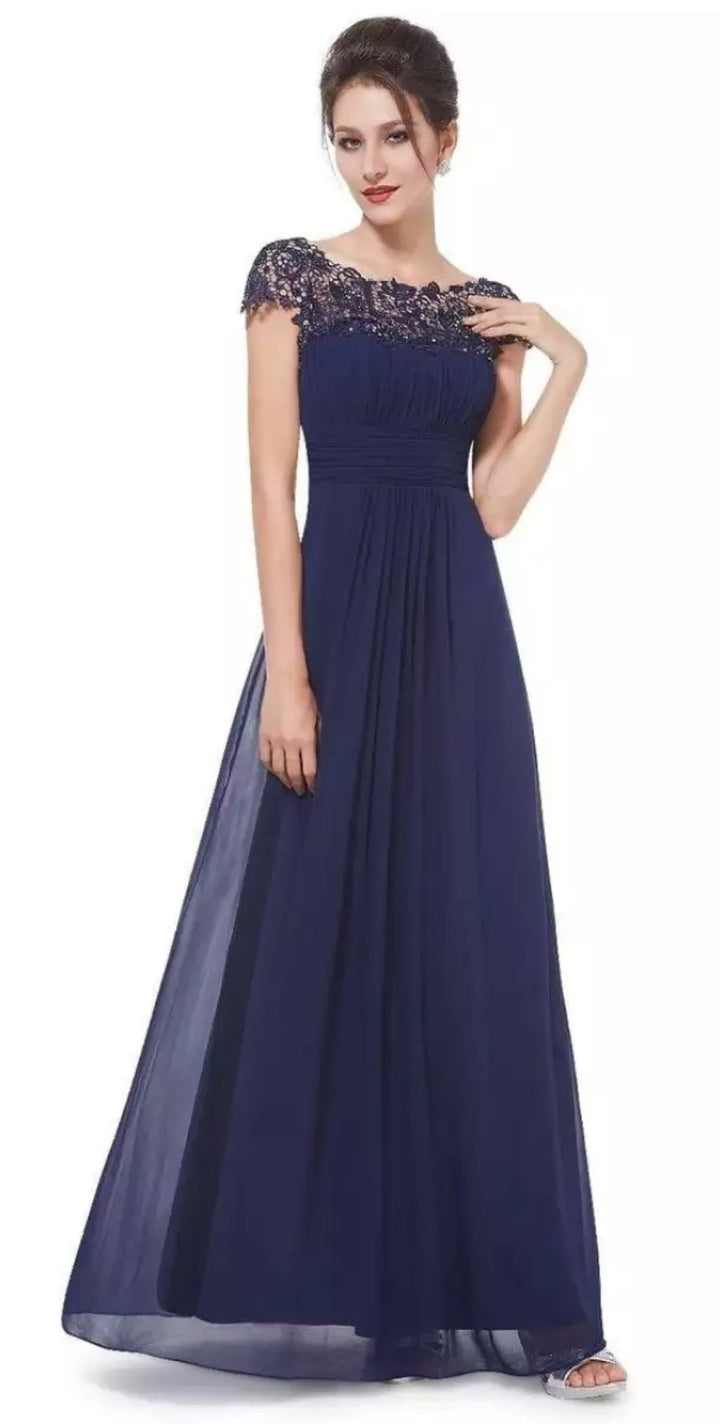 Damen Abendkleid | Spitze Stil Rundhals Maxi
