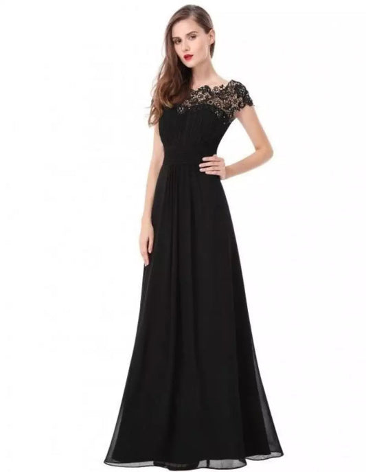 Damen Abendkleid | Spitze Stil Rundhals Maxi
