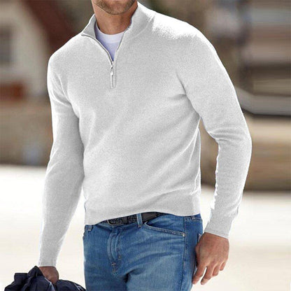 Pullover Herren Mit Viertel-Zip Und Stehkragen | Langarm Einfarbig Strick