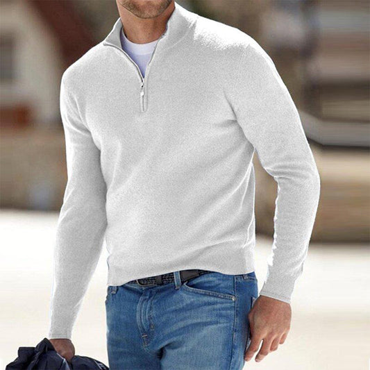 Pullover Herren Mit Viertel-Zip Und Stehkragen | Langarm Einfarbig Strick
