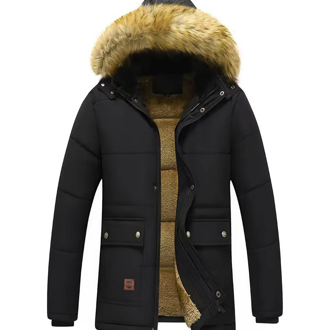 Winterjacke Herren Langer Parka | Mit Abnehmbarer Bontkraag