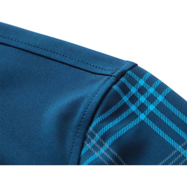 Herren Poloshirt | V-Ausschnitt Karierte Ärmel