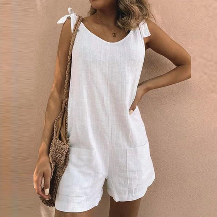 Damen Jumpsuit | Schleifenträger Taschen Kurz