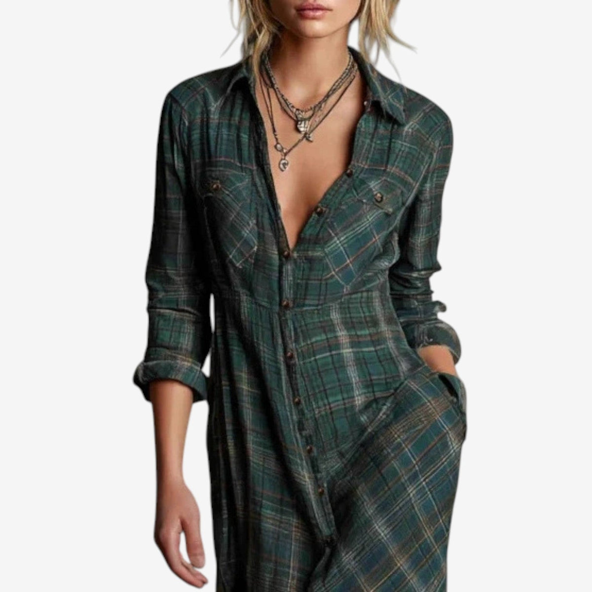 Damen Kleid | Maxi mit Karomuster