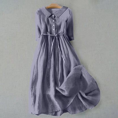 Damen Kleid | Knopfleiste Bindegürtel