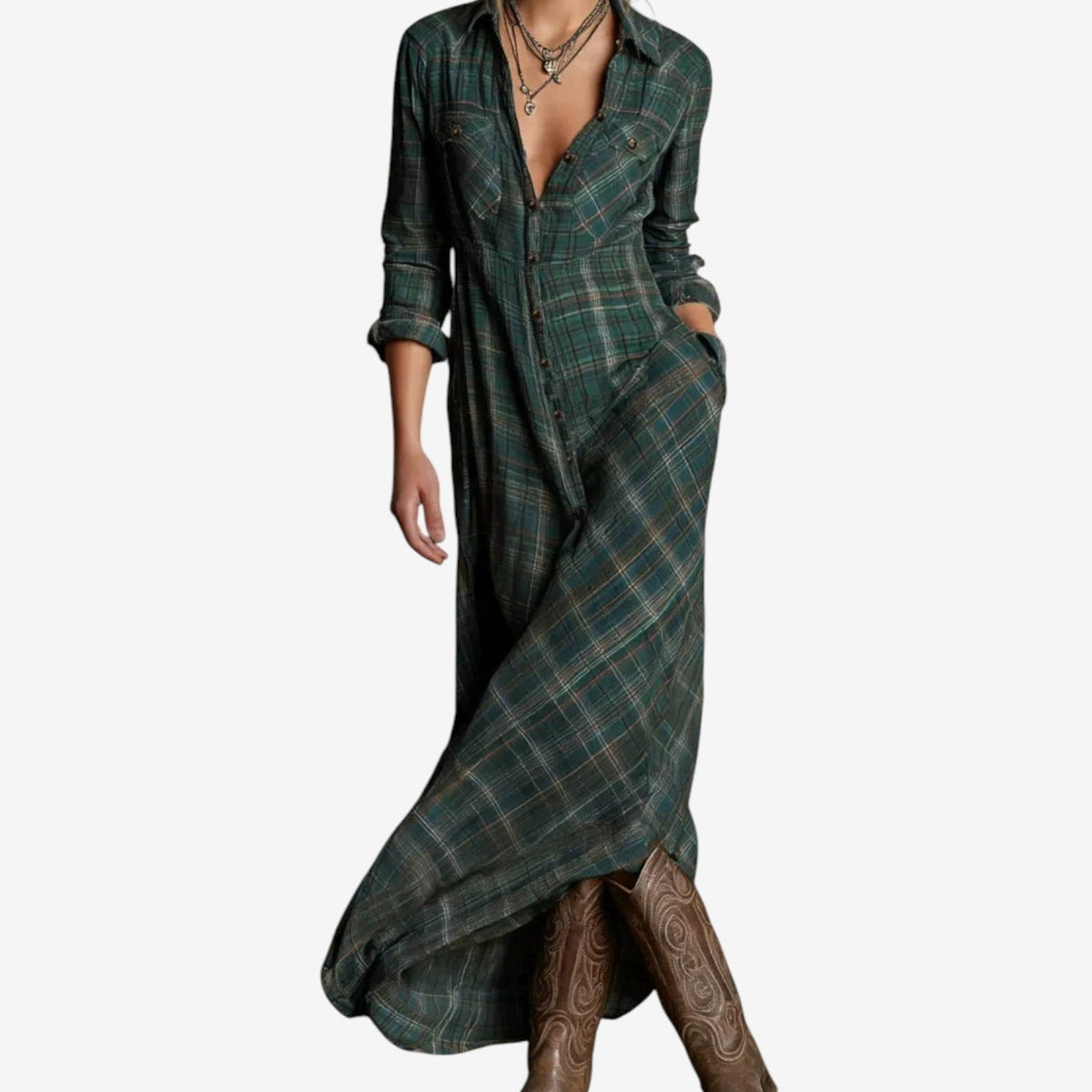 Damen Kleid | Maxi mit Karomuster