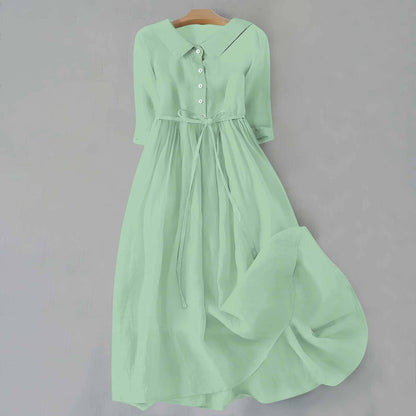 Damen Kleid | Knopfleiste Bindegürtel