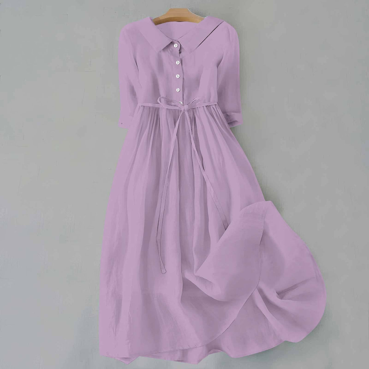 Damen Kleid | Knopfleiste Bindegürtel