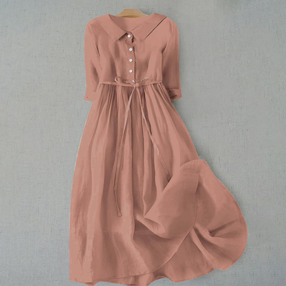 Damen Kleid | Knopfleiste Bindegürtel