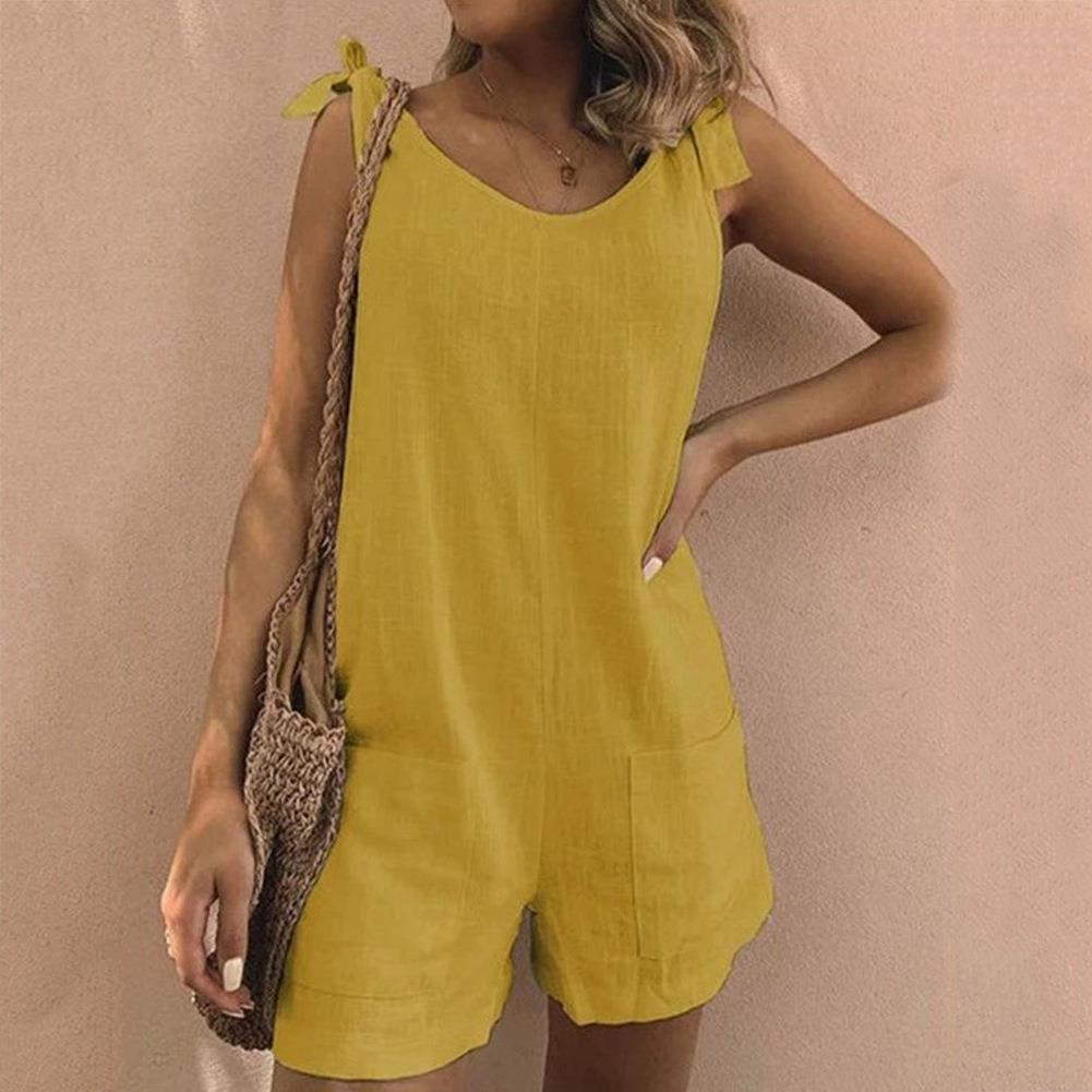 Damen Jumpsuit | Schleifenträger Taschen Kurz