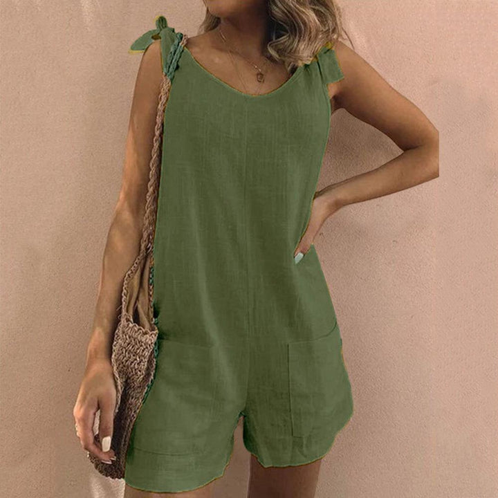 Damen Jumpsuit | Schleifenträger Taschen Kurz