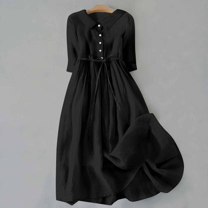Damen Kleid | Knopfleiste Bindegürtel