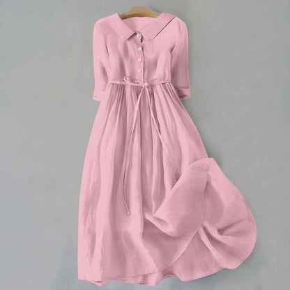 Damen Kleid | Knopfleiste Bindegürtel
