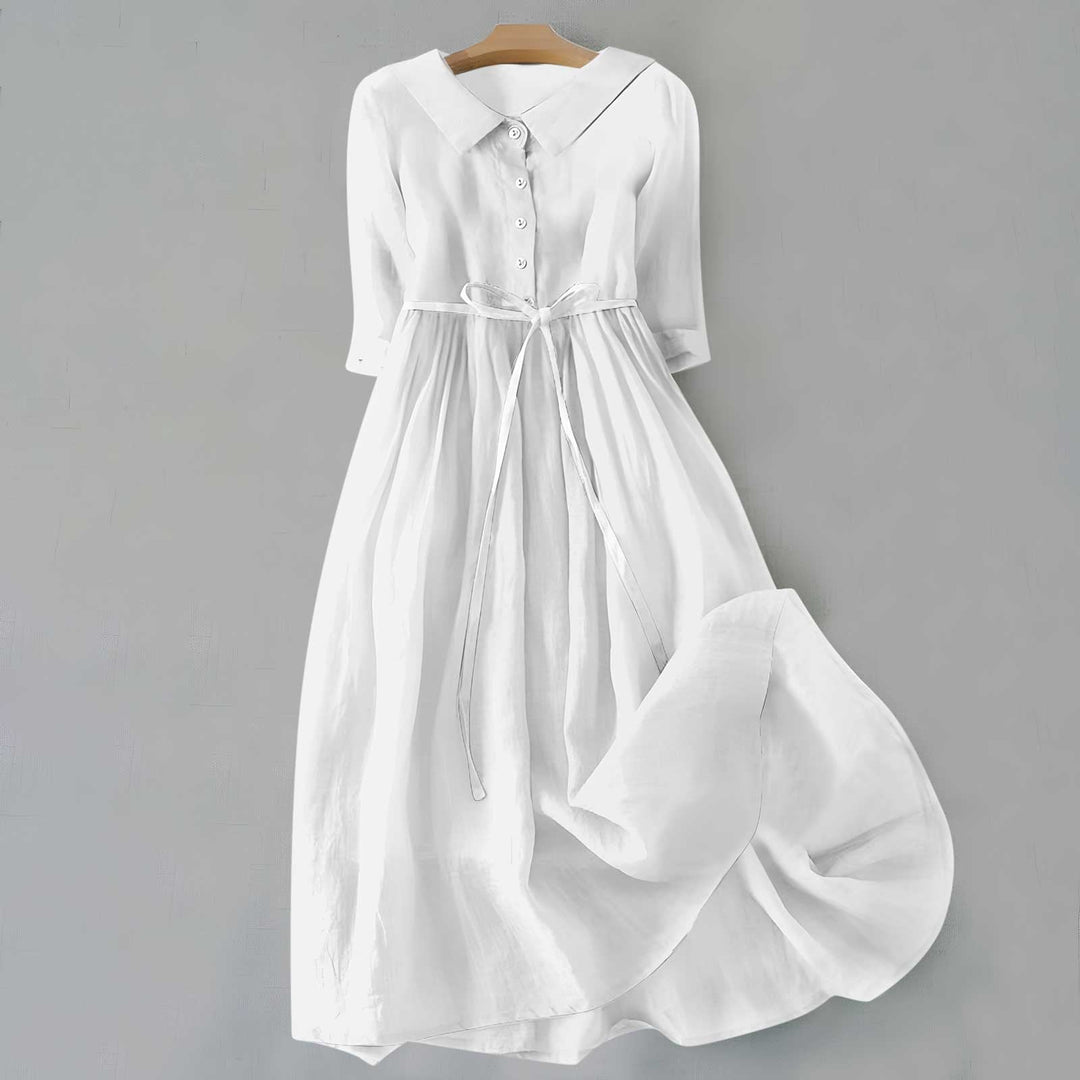 Damen Kleid | Knopfleiste Bindegürtel