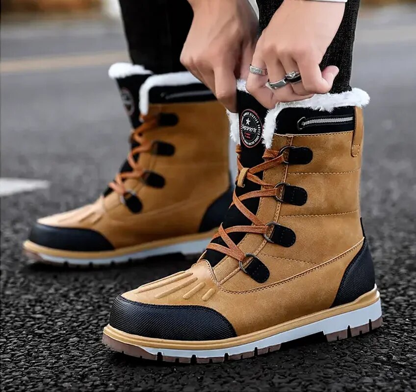 Winterschuhe Herren | Wadenhoch Schnürstiefel mit Profilsohle