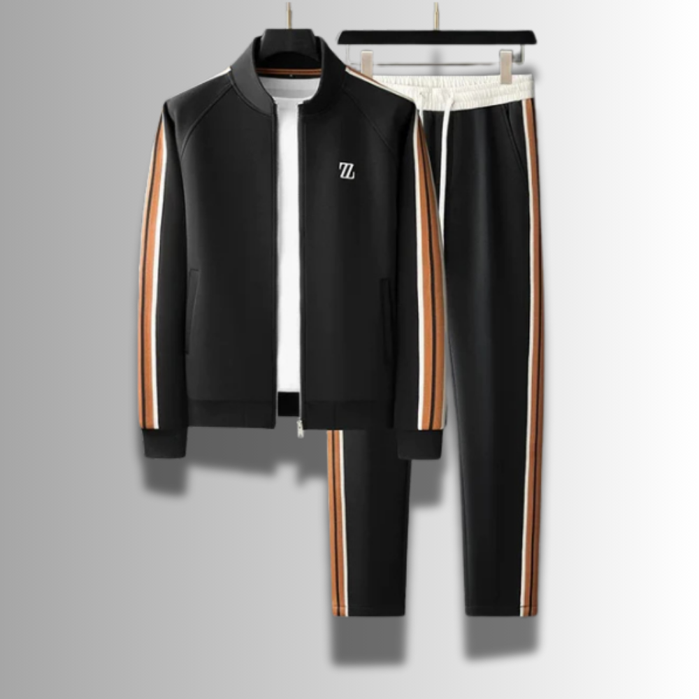Jogginganzug Herren 2 Teilig | Reißverschluss Jacke und Hose Mit Streifen