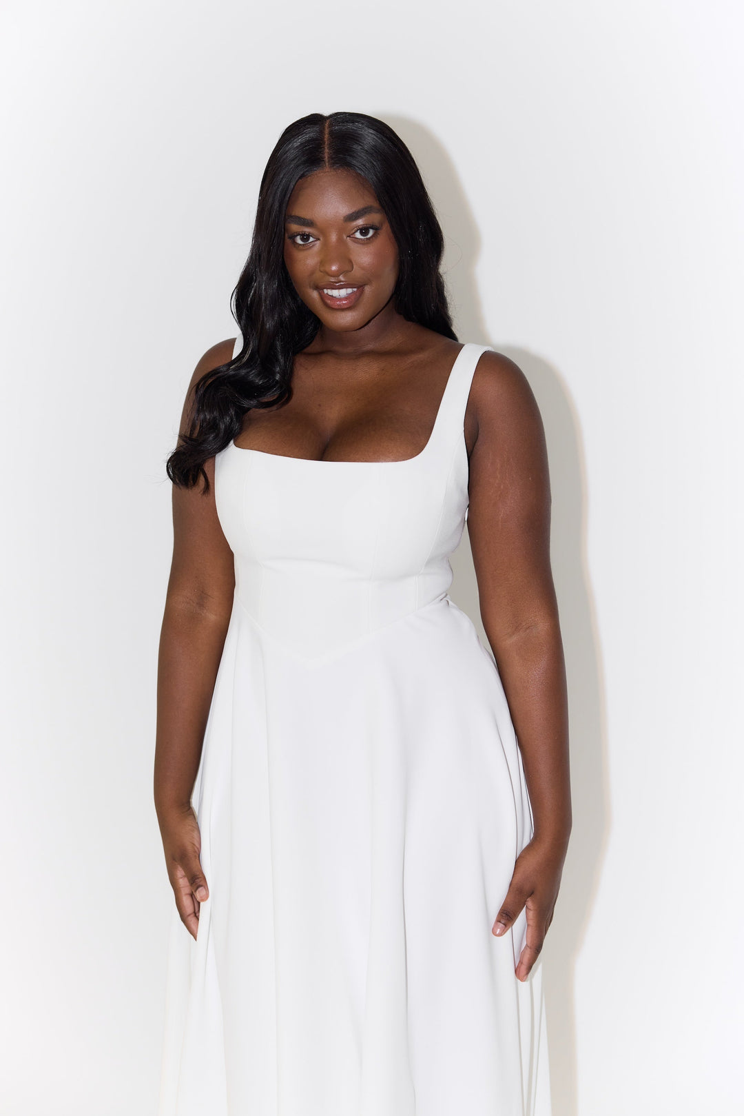 Damen Kleid | Karree-Ausschnitt A-Linie Midi