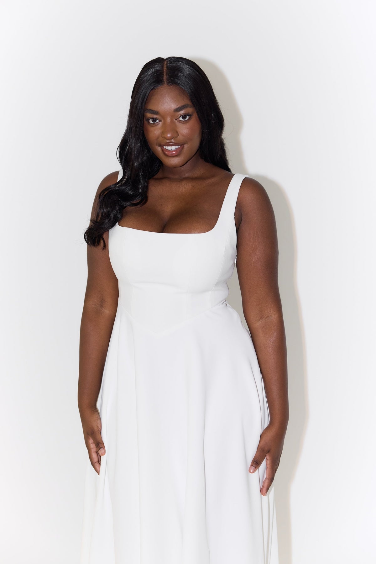 Damen Kleid | Karree-Ausschnitt A-Linie Midi