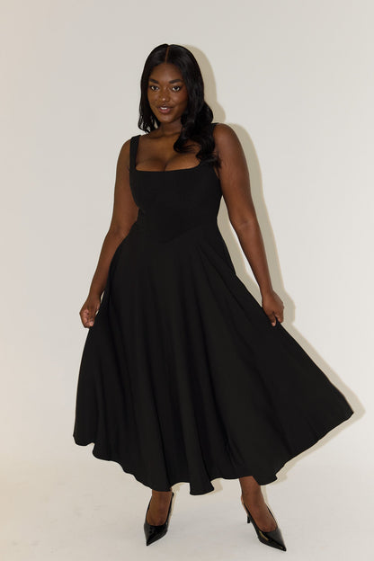 Damen Kleid | Karree-Ausschnitt A-Linie Midi
