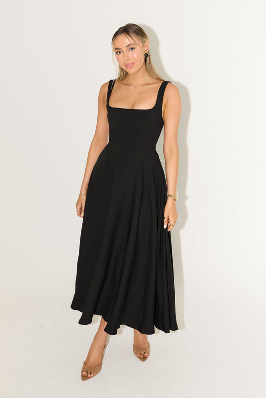Damen Kleid | Karree-Ausschnitt A-Linie Midi