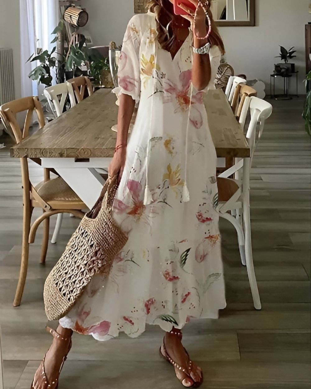 Damen Kleid | Muster Quaste Maxi