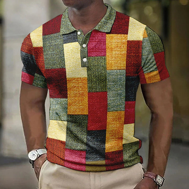 Herren Poloshirt | Kurzarm Karo Patchwork
