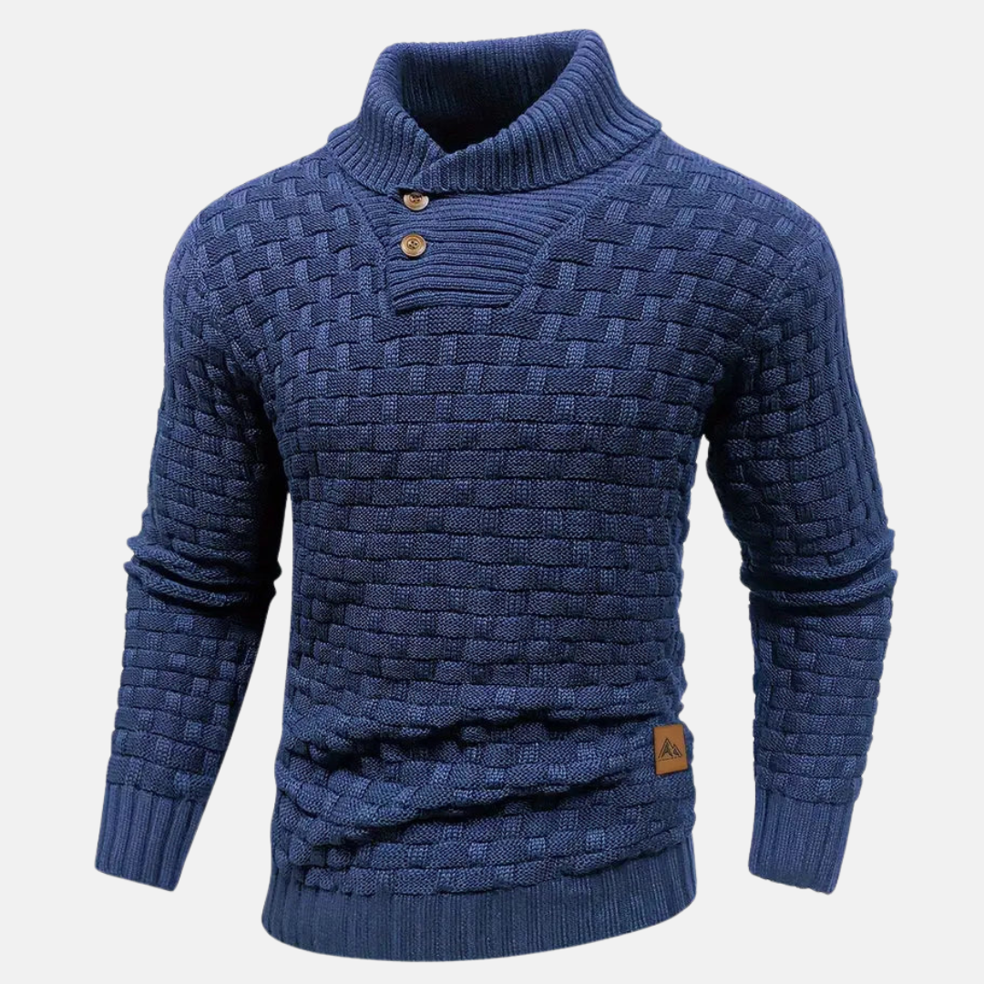 Pullover Herren mit Stehkragen und Knopfleiste | Langarm