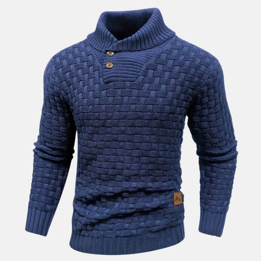 Pullover Herren mit Stehkragen und Knopfleiste | Langarm