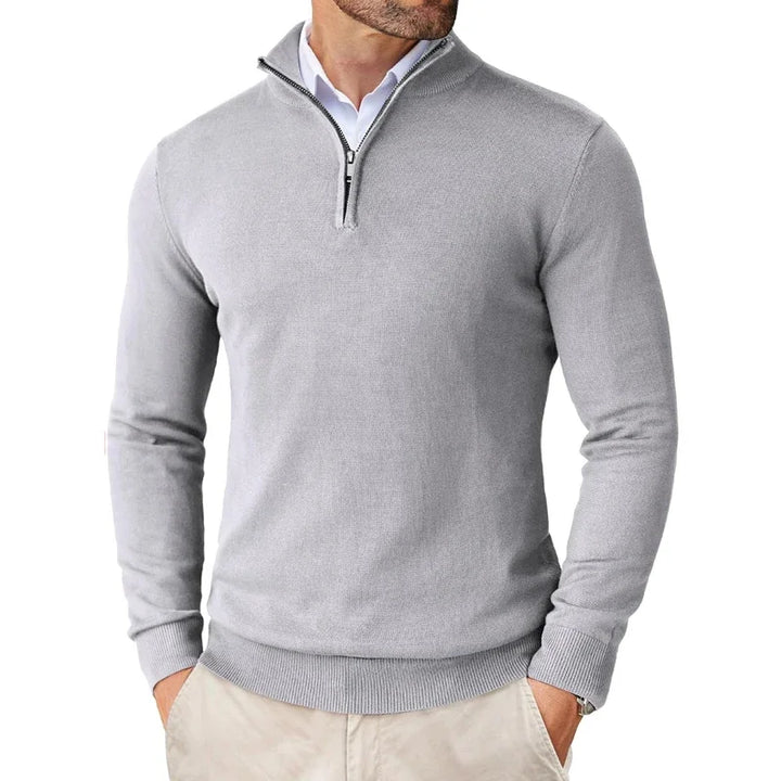 Pullover Herren Halb-Zip Mit Stehkragen | Langarm Für Alltag
